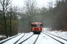 Auf den Gleisen der Kreisbahn Siegen-Wittgenstein, von Pfannenberg kommend zur Spitzkehre Zobach und weiter runter nach Salchendorf (26.1.2019)