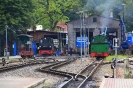 99 4802-7 am 4.8.2014 in Putbus mit Blick auf Lokschuppen und Werkstatt.